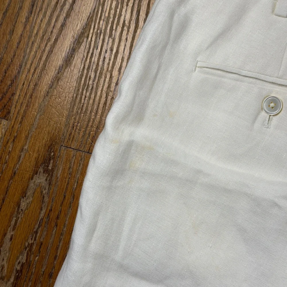 Brooks Brothers 1818 Madison Men 44R Linen Pants Cream Cuffed Dress Pants Beach